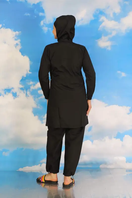 Women's Full Covering Swimsuit Black 31061 - 3