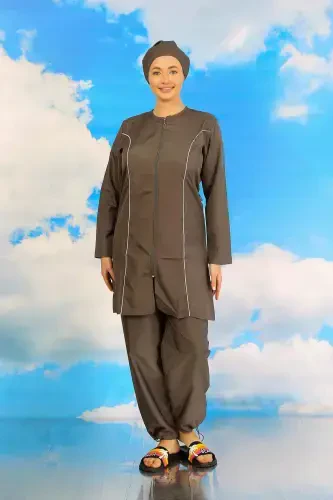 Women's Full Covering Swimsuit in Gray 31060 - 5