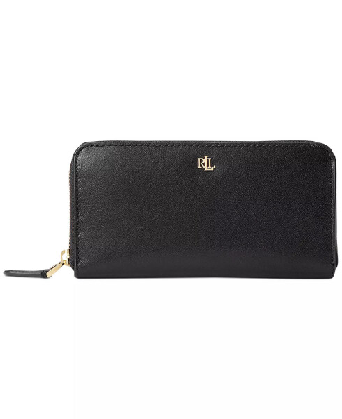 Women's Full-Grain Leather Large Zip Continental Wallet Black - 1