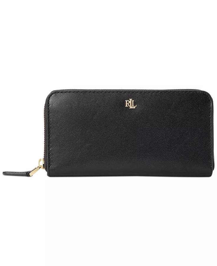 Women's Full-Grain Leather Large Zip Continental Wallet Black - 1