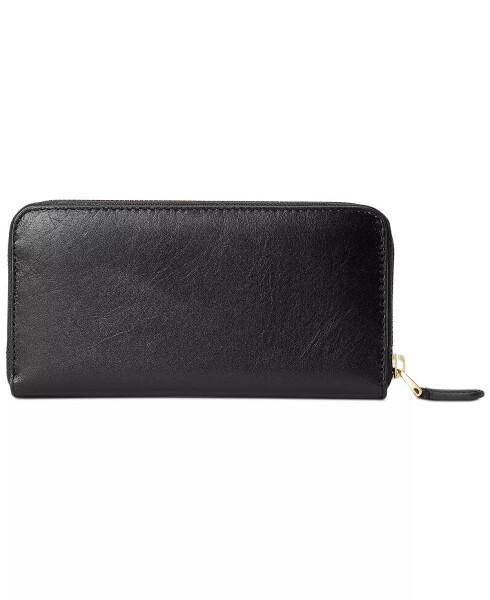 Women's Full-Grain Leather Large Zip Continental Wallet Black - 2