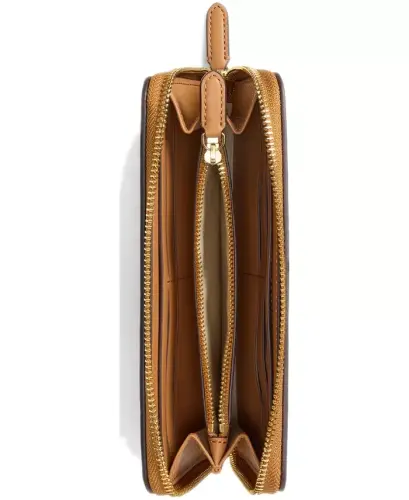 Women's Full-Grain Leather Large Zip Continental Wallet - Caramel - 3