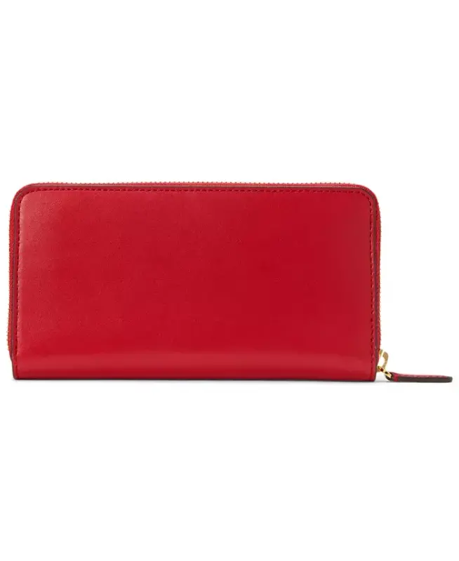 Women's Full-Grain Leather Large Zip Continental Wallet - Festive Red - 2