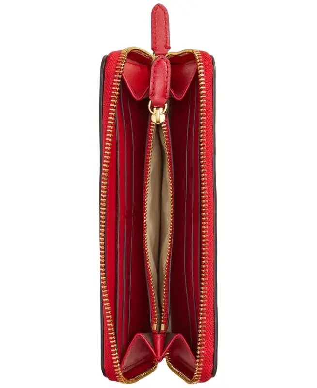 Women's Full-Grain Leather Large Zip Continental Wallet - Festive Red - 3