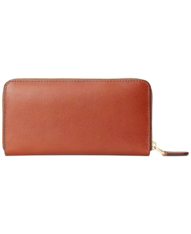 Women's Full-Grain Leather Large Zip Continental Wallet-Lauren Tan - 2
