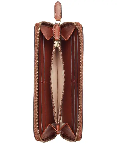Women's Full-Grain Leather Large Zip Continental Wallet-Lauren Tan - 3