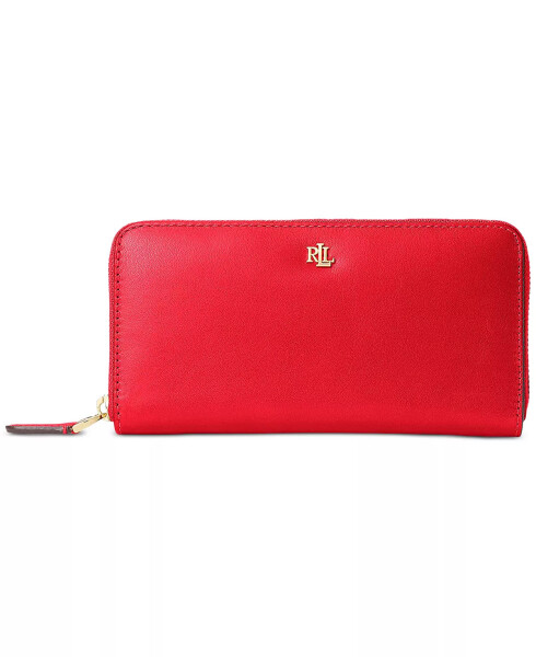 Women's Full-Grain Leather Large Zip Continental Wallet Red - 1