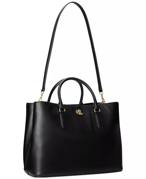 Women's Full-Grain Smooth Leather Large Marcy Satchel Black - 5