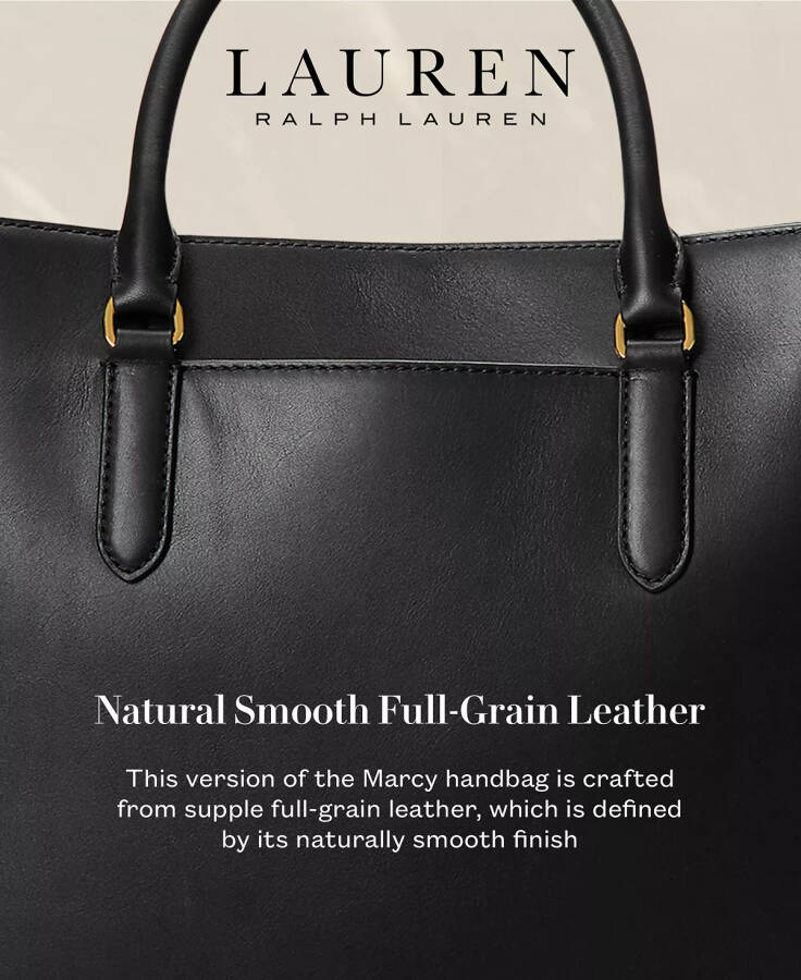 Women's Full-Grain Smooth Leather Large Marcy Satchel Black - 9