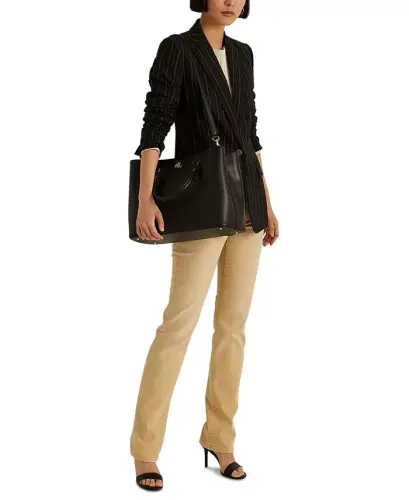 Women's Full-Grain Smooth Leather Large Marcy Satchel-Black - LAUREN RALPH LAUREN (1)