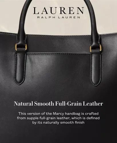 Women's Full-Grain Smooth Leather Large Marcy Satchel-Black - 9