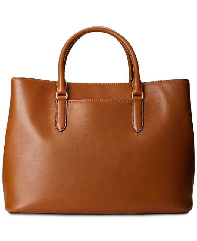 Women's Full-Grain Smooth Leather Large Marcy Satchel-Lauren Tan - 4