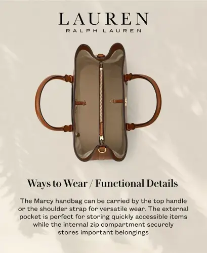 Women's Full-Grain Smooth Leather Large Marcy Satchel-Lauren Tan - 8