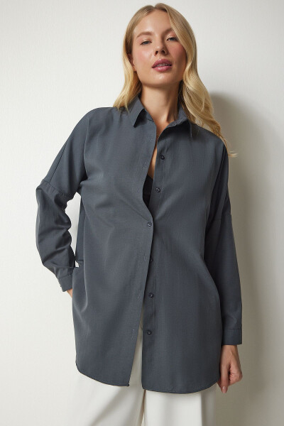 Women's Fume Oversize Long Basic Shirt DD00842 - 4