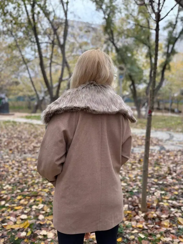 Women's Fur Collar Cashmere Coat 751 - 2