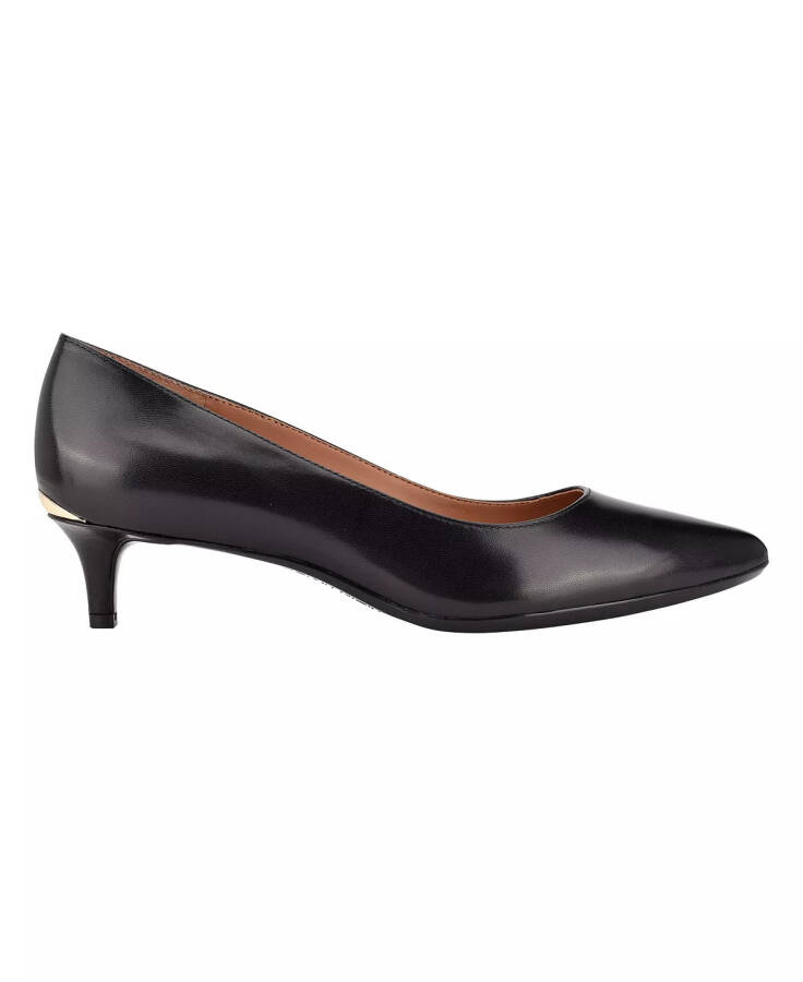 Women's Gabrianna Pointed Toe Kitten Heel Pumps Black Leather - 2