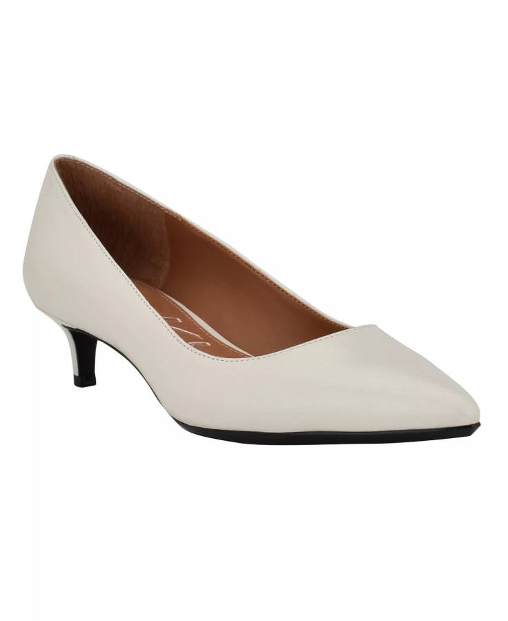 Women's Gabrianna Pointed Toe Kitten Heel Pumps Ivory Leather - 1