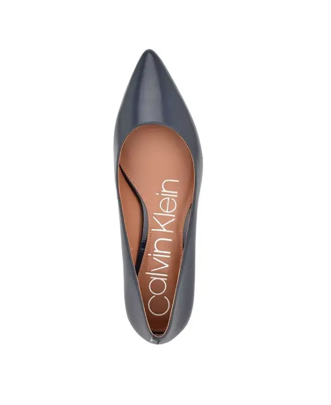 Women's Gabrianna Pointed Toe Kitten Heel Pumps-Navy Leather - 4