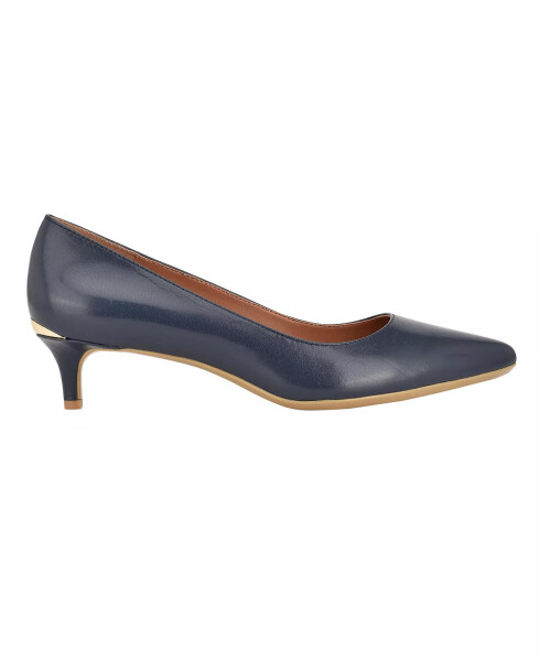 Women's Gabrianna Pointed Toe Kitten Heel Pumps Navy Leather - 2