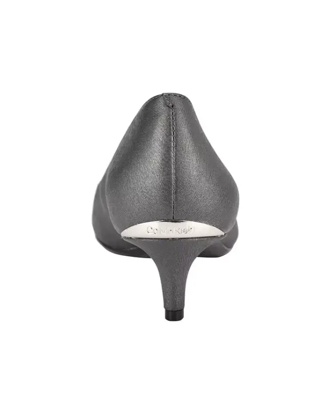 Women's Gabrianna Pointed Toe Kitten Heel Pumps-Steel Leather - 3