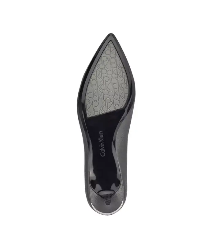 Women's Gabrianna Pointed Toe Kitten Heel Pumps-Steel Leather - 5