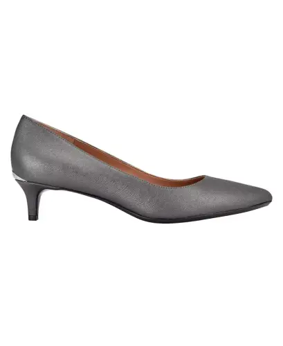 Women's Gabrianna Pointed Toe Kitten Heel Pumps-Steel Leather - 2