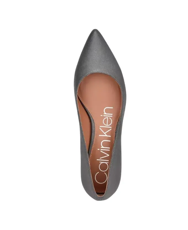 Women's Gabrianna Pointed Toe Kitten Heel Pumps-Steel Leather - 4