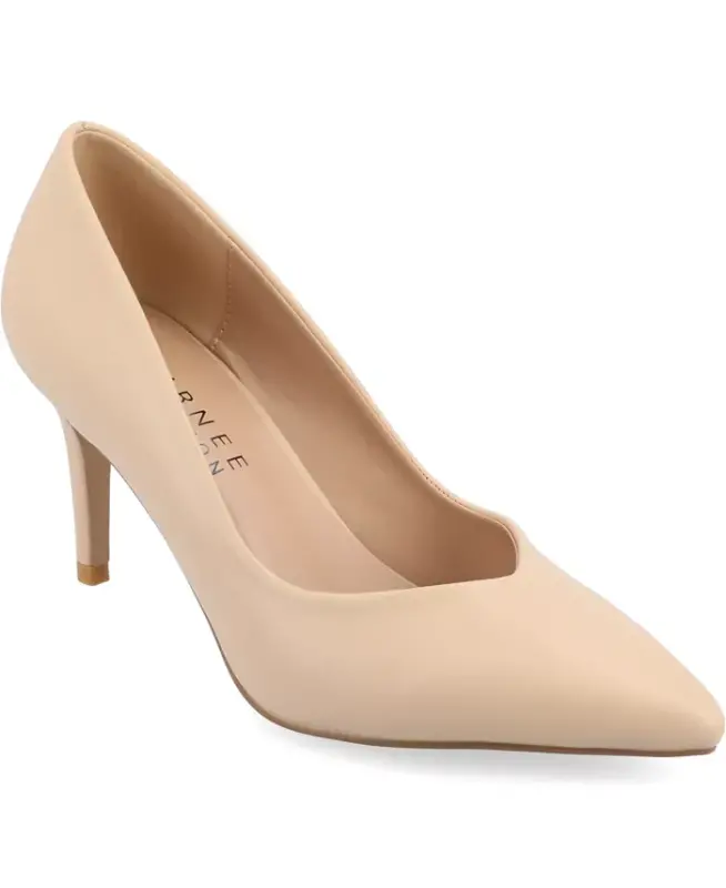 Women's Gabriella Pointed Toe Pumps - Shell - JOURNEE COLLECTION