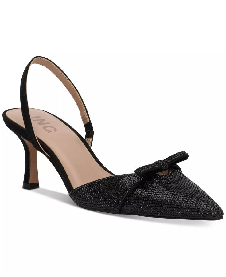 Women's Gelsey Slingback Kitten-Heel Pumps, Created for Modazone Black Crystal - 1