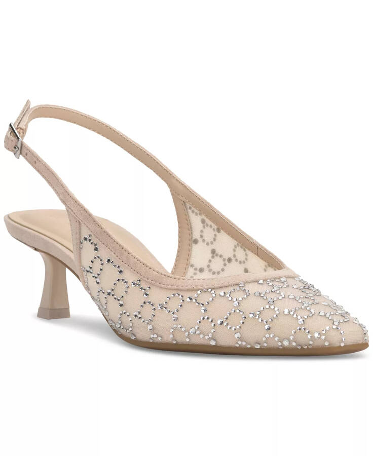 Women's Gemini Mid Heel Slingback Pumps, Created for Modazone Nude Mesh - 1