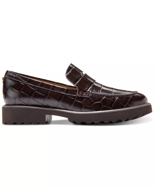 Women's Geneva Loafers Dark Chocolate Croc Print Leather - 2