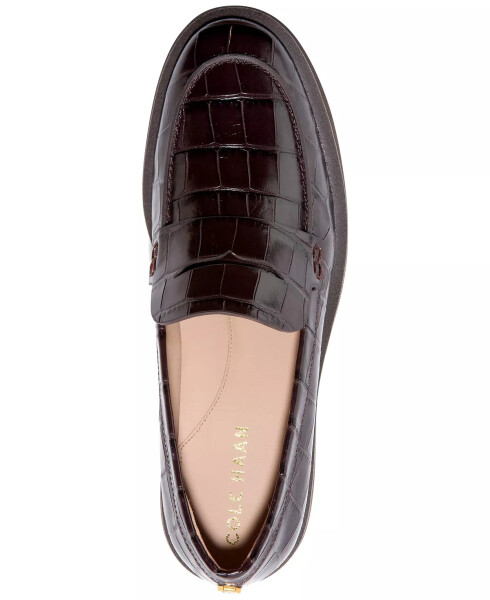 Women's Geneva Loafers Dark Chocolate Croc Print Leather - 4