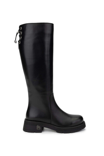 Women's Genuine Leather Black Casual Boots - 1