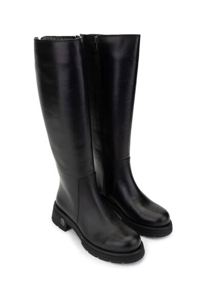 Women's Genuine Leather Black Casual Boots - 2