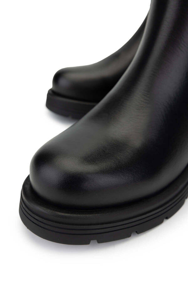 Women's Genuine Leather Black Casual Boots - 3