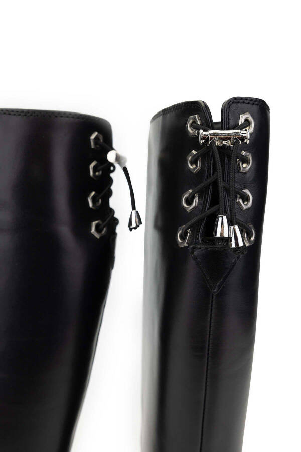 Women's Genuine Leather Black Casual Boots - 5