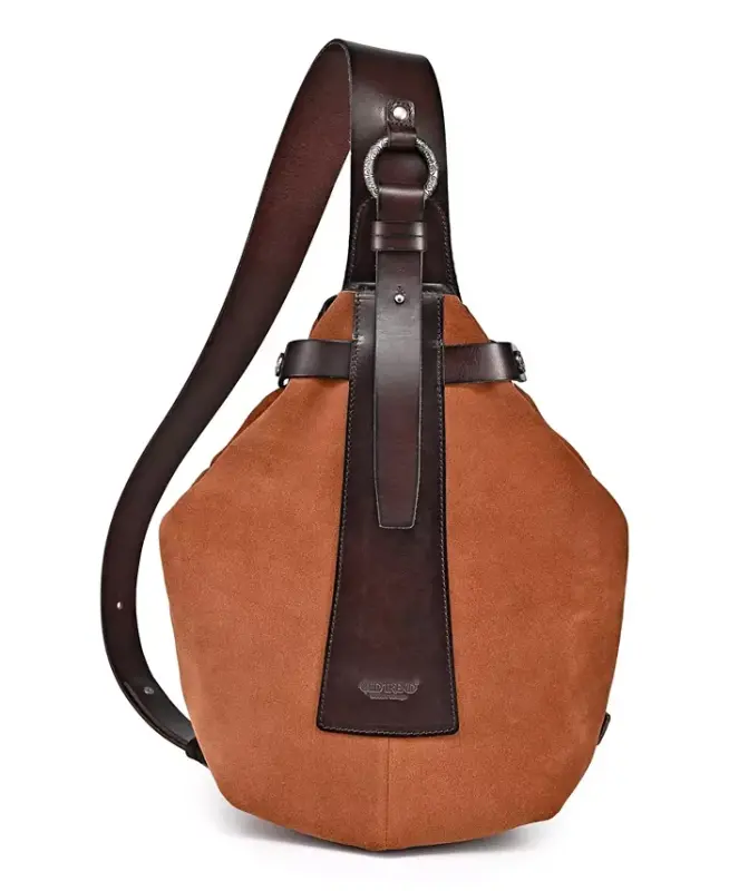 Women's Genuine Leather Daisy Sling Bag-Brown - 1