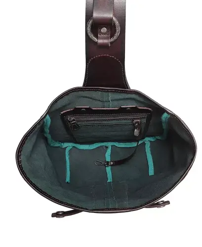 Women's Genuine Leather Daisy Sling Bag - Kale - 8