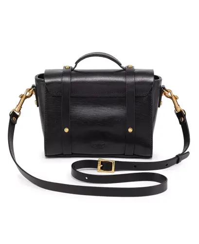 Ficus Mini Leather Satchel Bag - Black - 5