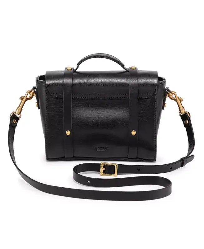 Ficus Mini Leather Satchel Bag - Black - 5