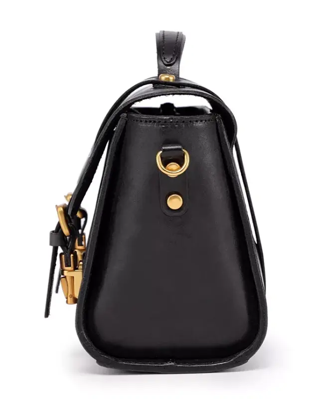 Ficus Mini Leather Satchel Bag - Black - 6