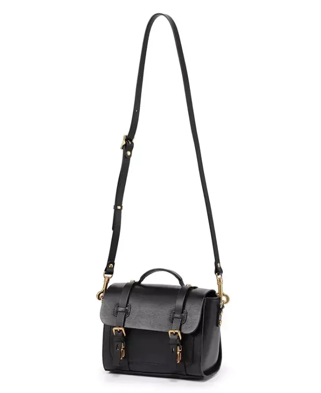 Ficus Mini Leather Satchel Bag - Black - 10