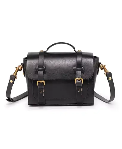Women's Genuine Leather Focus Mini Satchel Bag - Black - 1