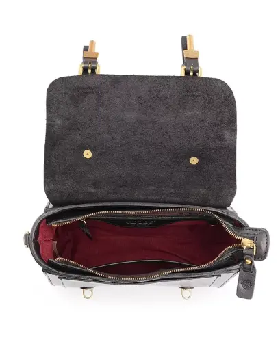 Women's Genuine Leather Focus Mini Satchel Bag - Black - 3