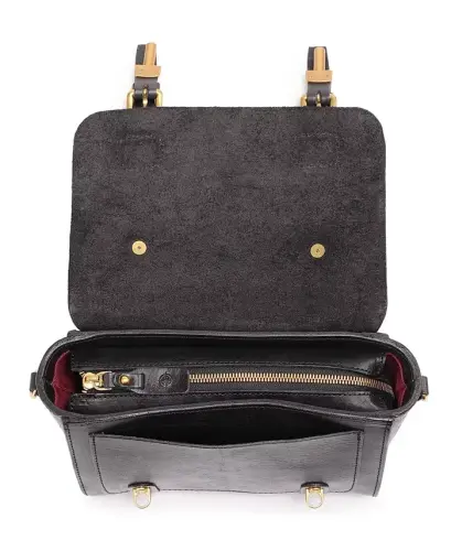 Women's Genuine Leather Focus Mini Satchel Bag - Black - 7
