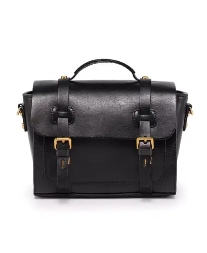 Ficus Mini Leather Satchel Bag - Black - OLD TREND (1)