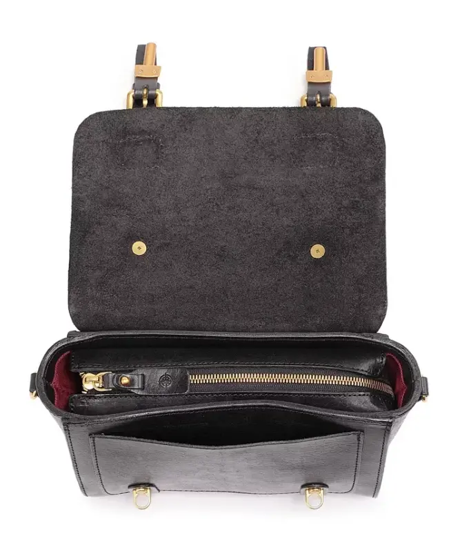 Ficus Mini Leather Satchel Bag - Black - 7