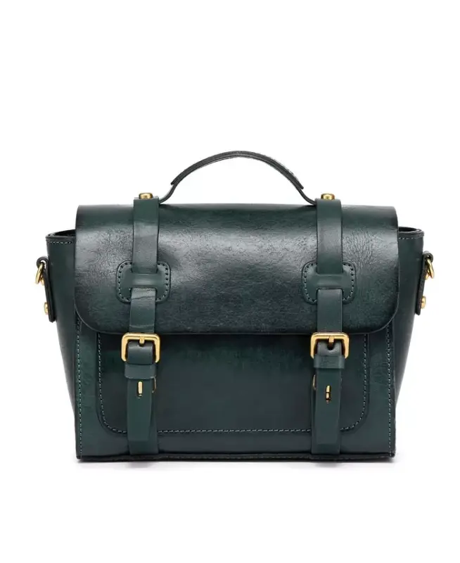 Women's Genuine Leather Focus Mini Satchel Bag-Teal - 2