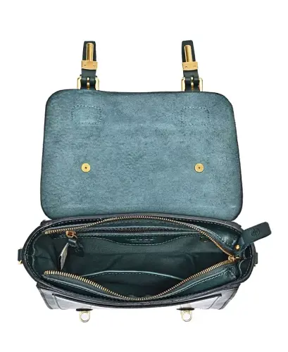 Women's Genuine Leather Focus Mini Satchel Bag-Teal - 3