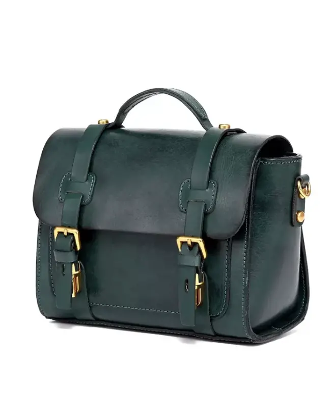Women's Genuine Leather Focus Mini Satchel Bag-Teal - 4